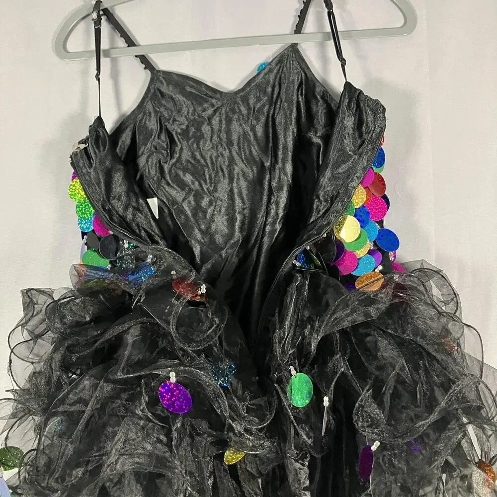 Weissman Dance Dress Girls MC Black‎ Multicolor Sequin Tutu Costume Recital